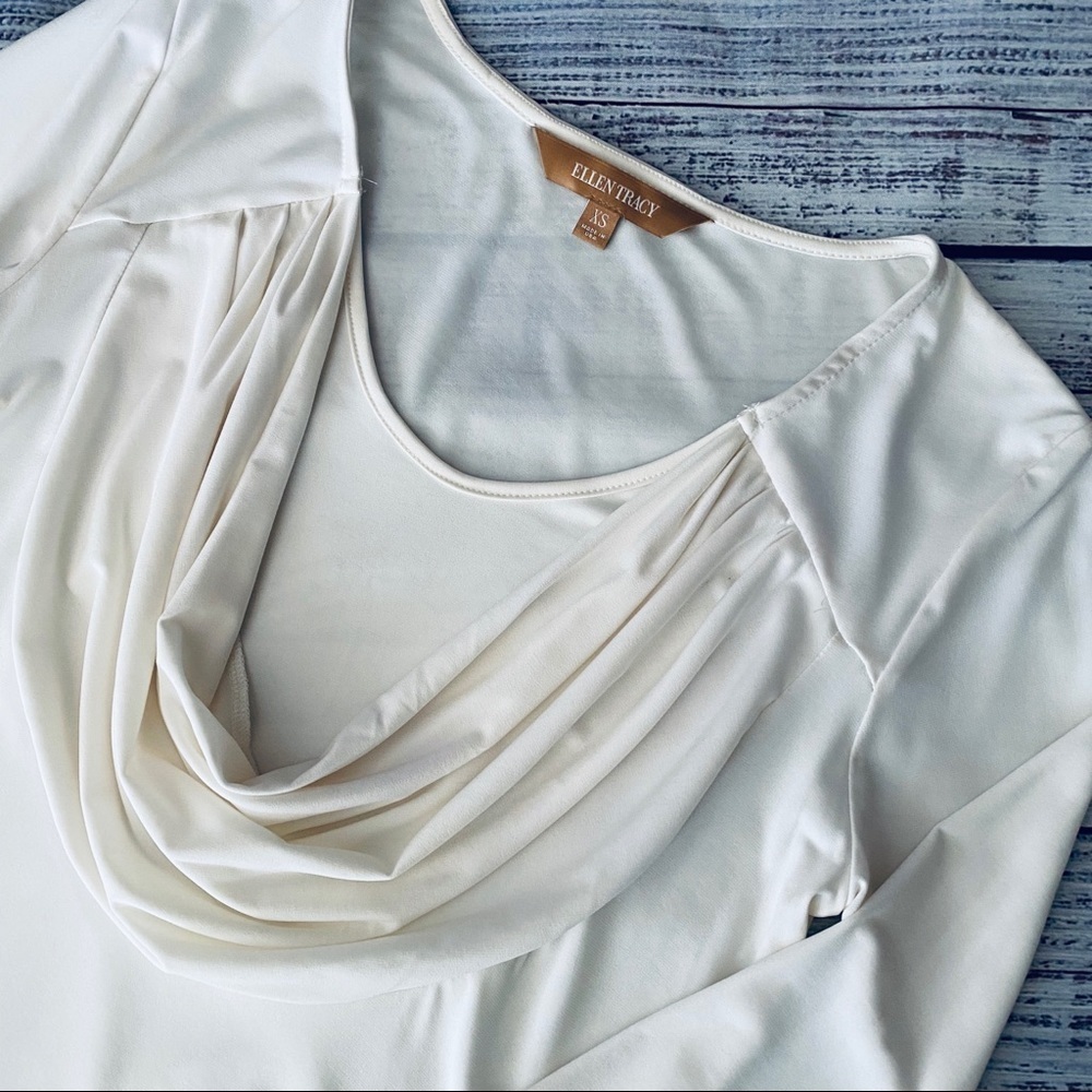 Ellen Tracy 3/4 Sleeve Drape Neck Top Blouse - Picture 2 of 4